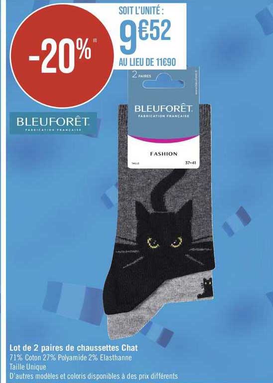bleuforêt lot de 2 paires de chaussettes chat