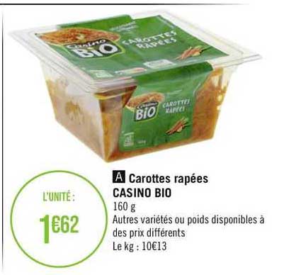 Carottes Râpées Casino Bio
