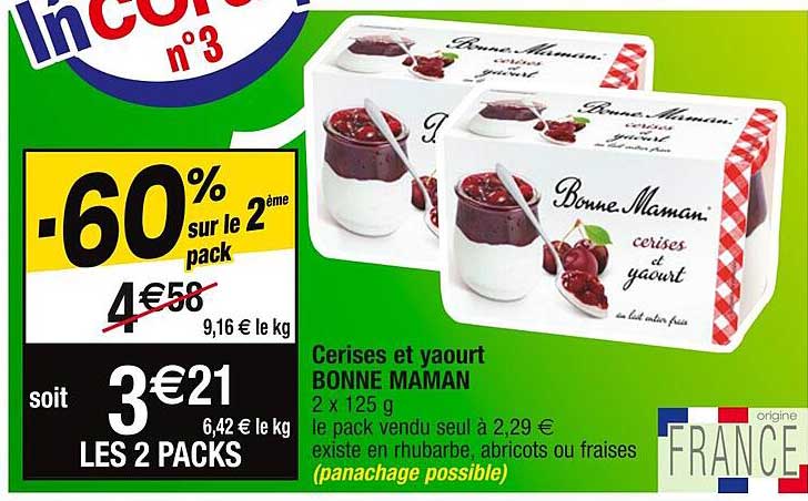cerises et yaourt bonne maman