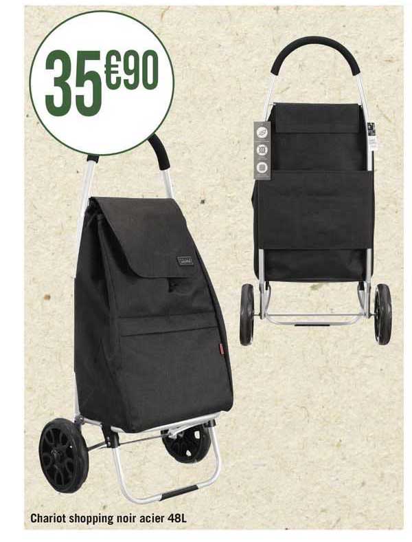 chariot shopping noir acier 48 l