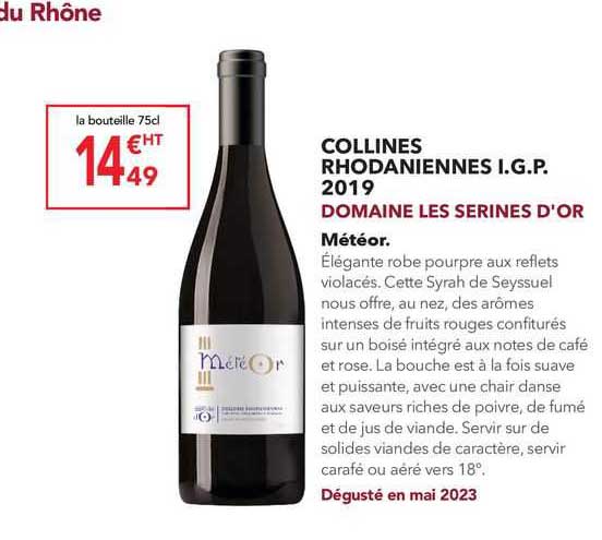 collines rhodaniennes igp 2019 domaine les serines d'or météor