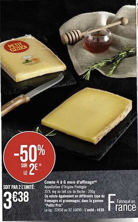 Comte 4 à 6 Mois D'affinage, La Gamme "petits Prix"