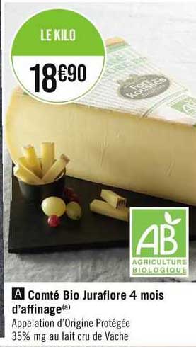 Comté Bio Juraflore 4 Mois D'affinage