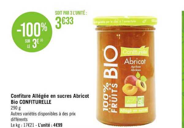 Confiture Allégée En Sucres Abricot Bio Confiturelle