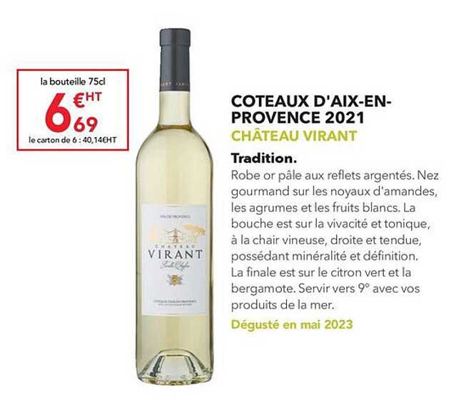 côteaux d'aix-en-provence 2021 château virant tradition.