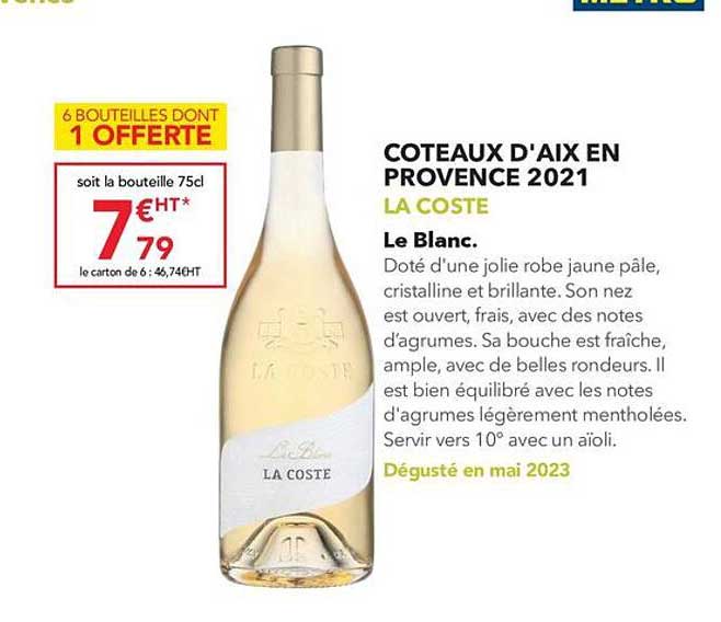 côteaux d'aix en provence 2021 la coste le blanc.