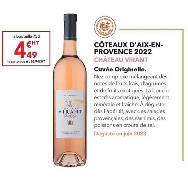 côteaux d'aix-en-provence 2022 château virant cuvée originelle.
