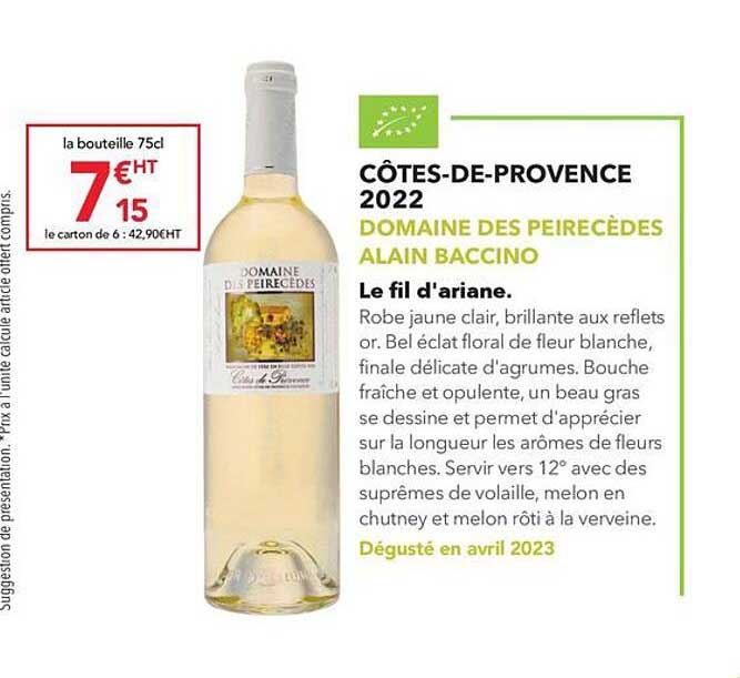 côtes-de-provence 2022 domaine des peirecèdes alain baccino le fil d' ariane.