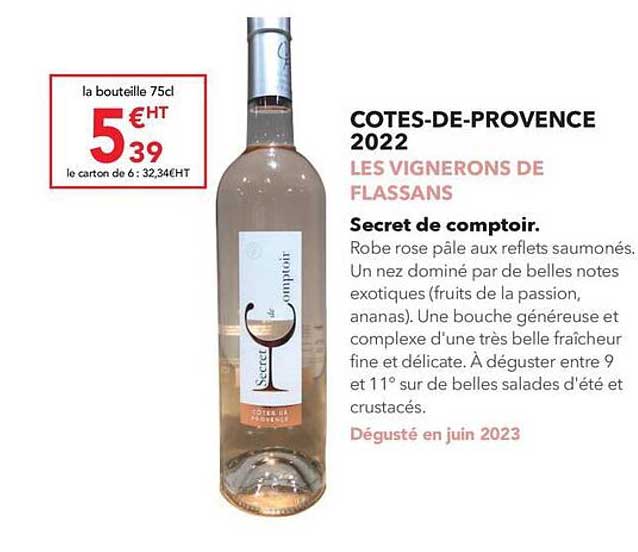 côtes-de-provence 2022 les vignerons de flassans secret de comptoir.