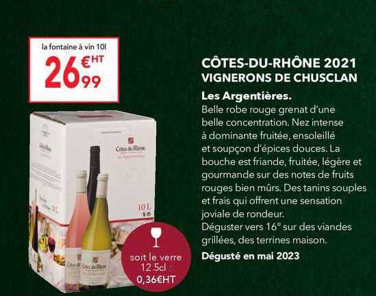 côtes-du-rhône 2021 vignerons de chusclan les argentières