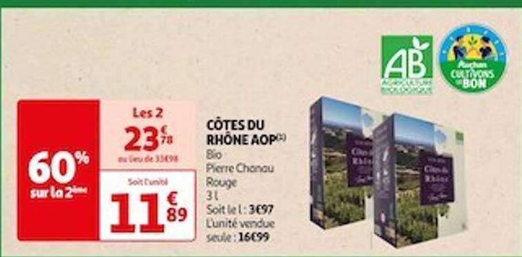 côtes du rhône aop bio pierre chanau rouge