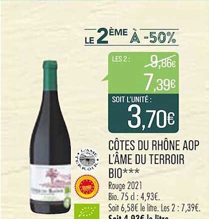 Côtes Du Rhône Aop L'âme Du Terroir Bio