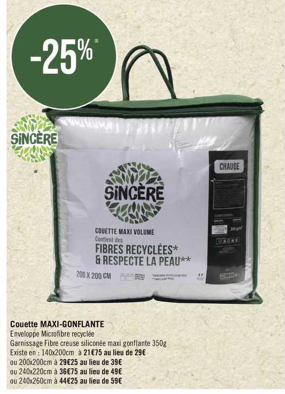 Couette Maxi-gonflante Sincère