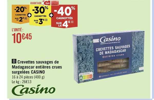 Crevettes Sauvages De Madagascar Entières Crues Surgelées Casino