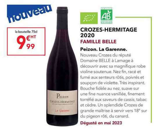 crozes-hermitage 2020 famille belle peizon. la garenne