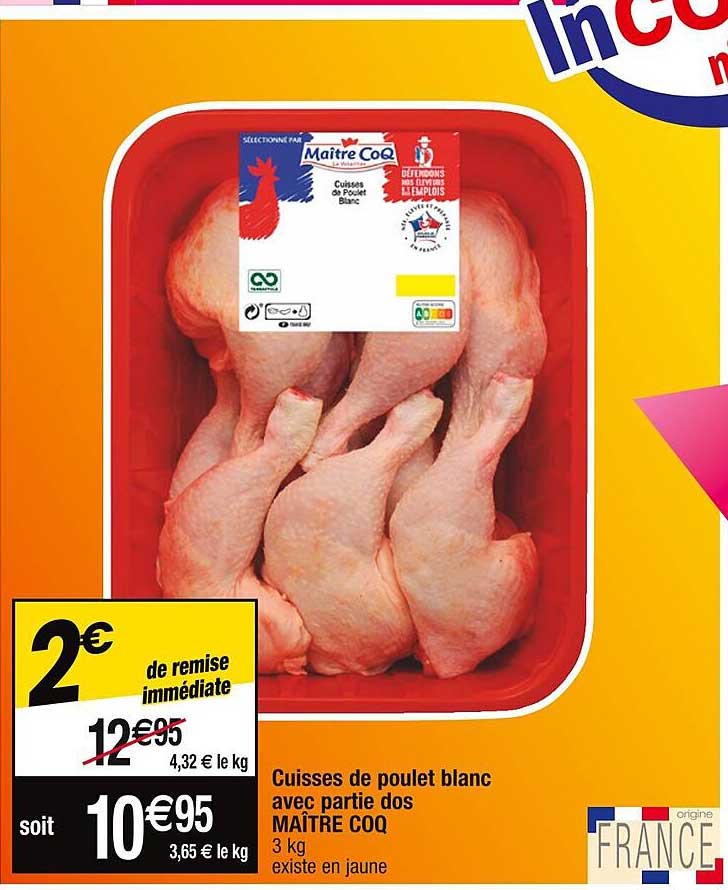 cuisses de poulet blanc avec partie dos maître coq