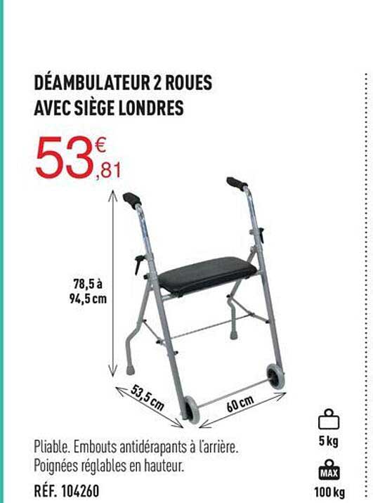 déambulateur 2 roues avec siège londres