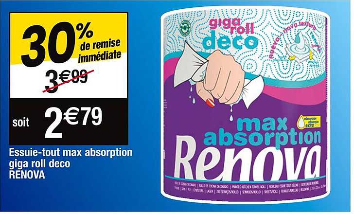 essuie-tout max absorption giga roll deco renova