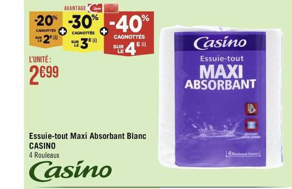 essuie-tout maxi absorbant blanc casino