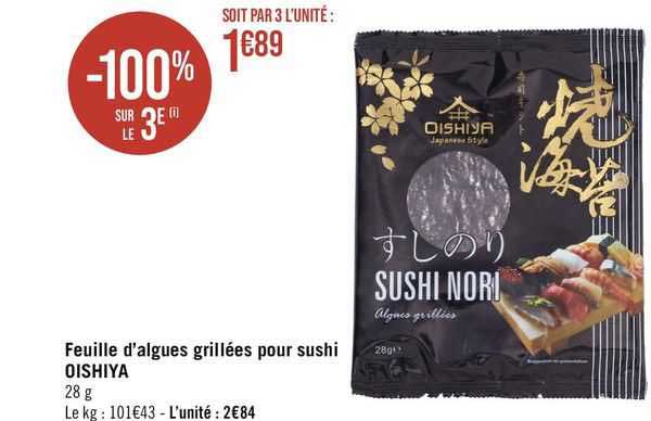 Feuille D'algues Grillées Pour Sushi Oishiya