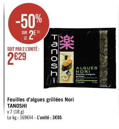 feuilles d'algues grillées nori tanoshi