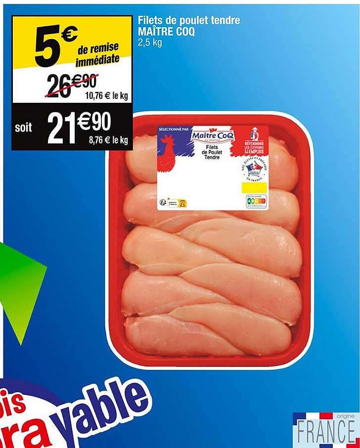 filets de poulet tendre maître coq