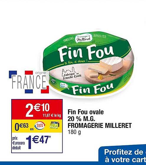 fin fou ovale 20% mg fromagerie milleret
