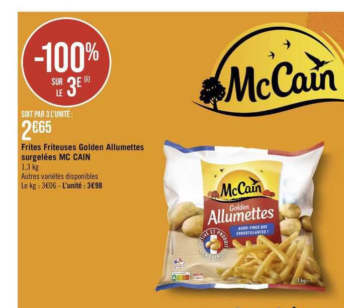 frites friteuses golden allumettes surgelées mc cain