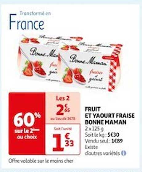 fruit et yaourt fraise bonne maman