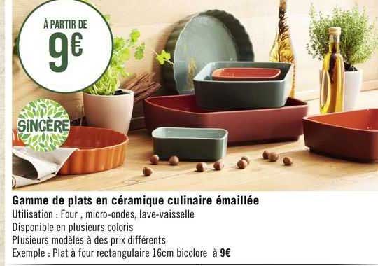 gamme de plats en céramique culinaire émaillée sincère