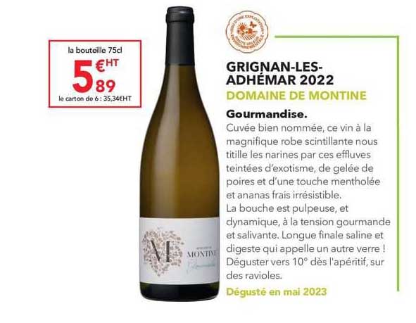 grignan-les-adhémar 2022 domaine de montine gourmandise