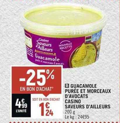 guacamole purée et morceaux d'avocats casino saveurs d'ailleurs