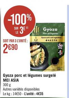 gyoza porc et légumes surgelé mei asia