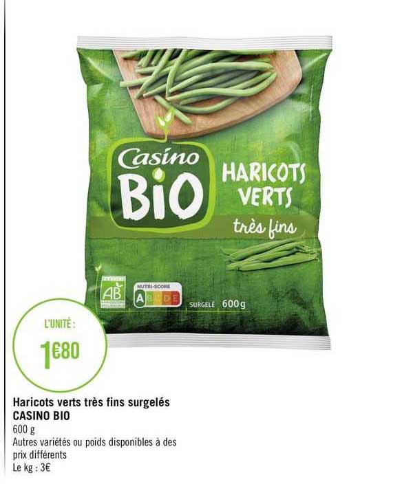 Haricots Verts Très Fins Surgelés Casino Bio