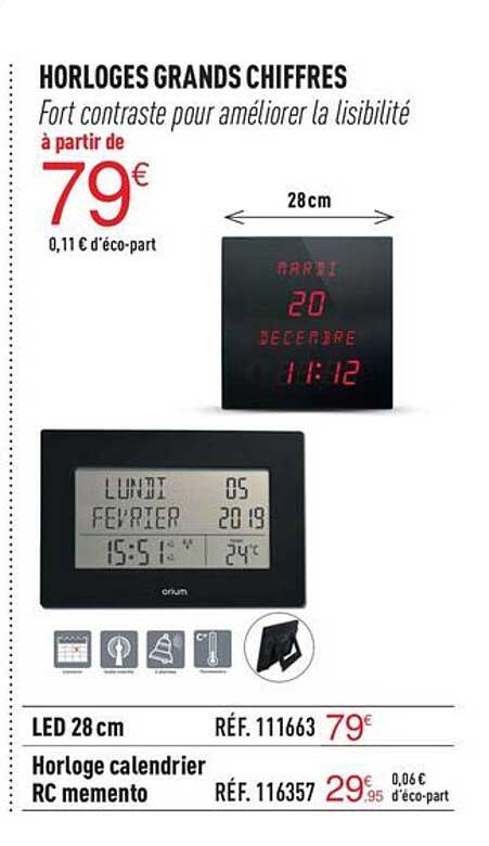 horloges grands chiffres