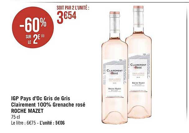 igp pays d'oc gris de gris clairement 100% grenache rosé roche mazet