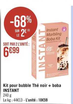 kit pour bubble thé noir + boba instant