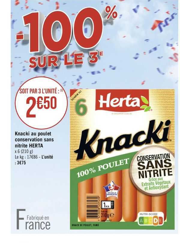 Knacki Au Poulet Conservation Sans Nitrite Herta