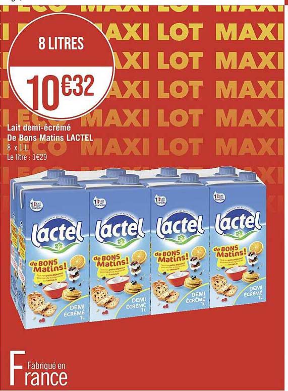 lait demi-écrémé de bons matins lactel
