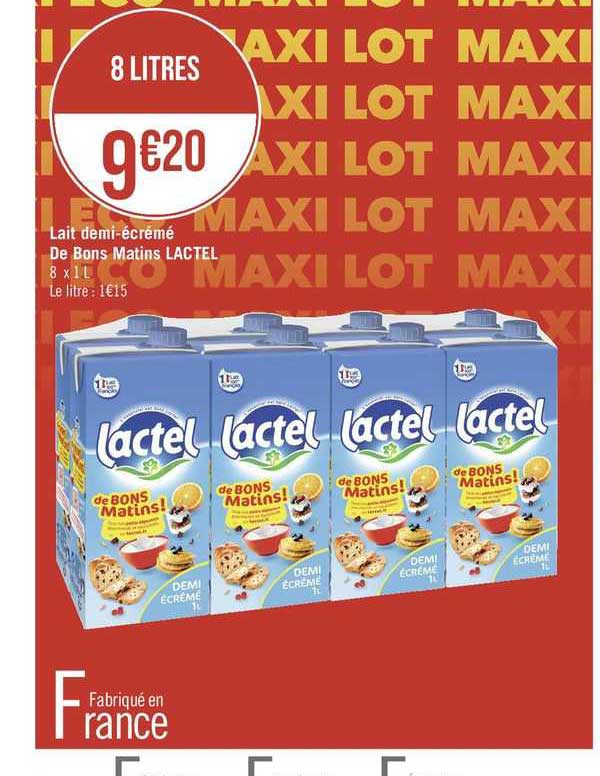 lait demi-écrémé de bons matins lactel
