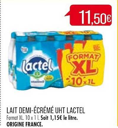 lait demi-écrémé uht lactel