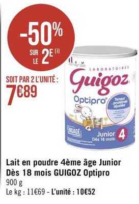 lait en poudre 4ème âge junior dès 18 mois guigoz optipro