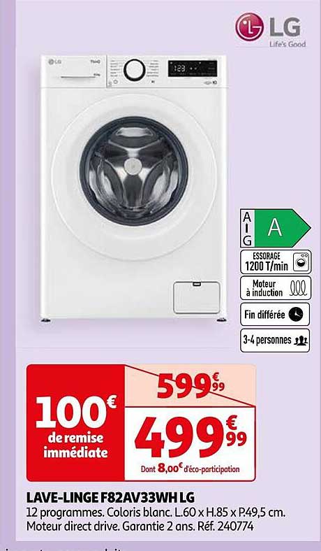 lave-linge f82av33wh lg