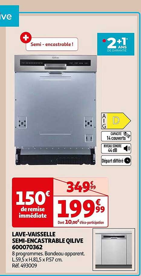 lave-vaisselle semi-encastrable qilive 600070362