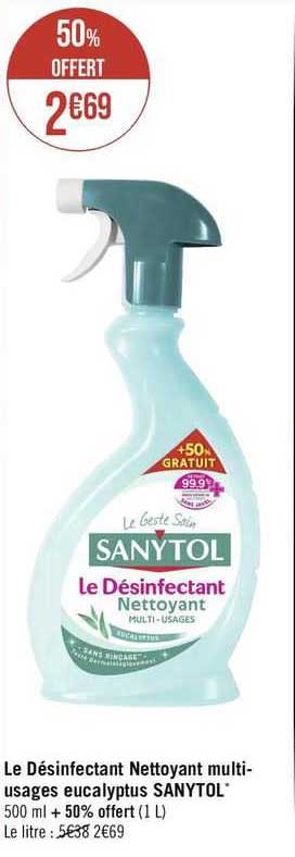 Le Désinfectant Nettoyant Multi-usages Eucalyptus Sanytol