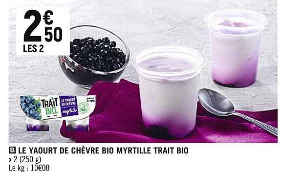 le yaourt de chèvre bio myrtille trait bio