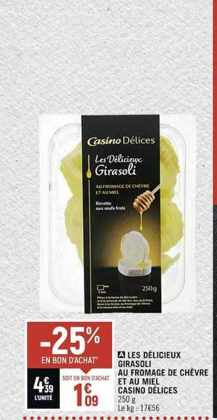 les délicieux girasoli au fromage de chèvre et au miel casino délices