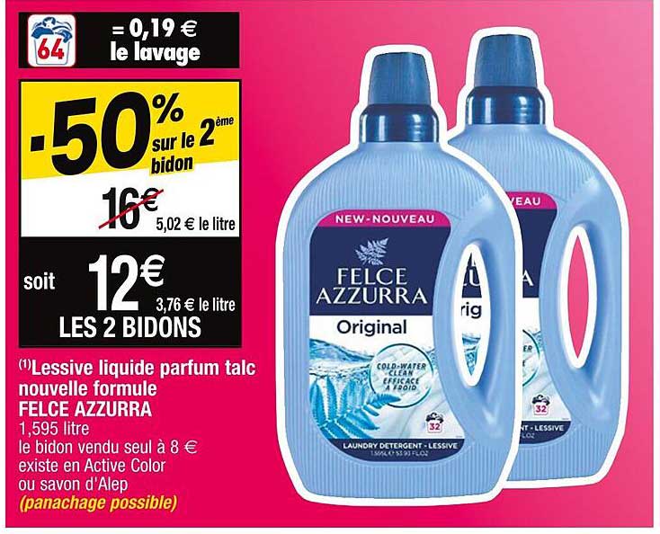Lessive Liquide Parfum Talc Nouvelle Formule Felce Azzurra