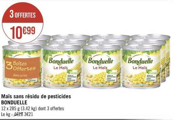 maïs sans résidu de pesticides bonduelle