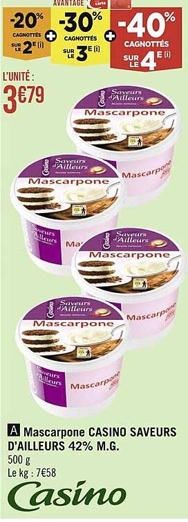 mascarpone casino saveurs d'ailleurs 42% m.g.